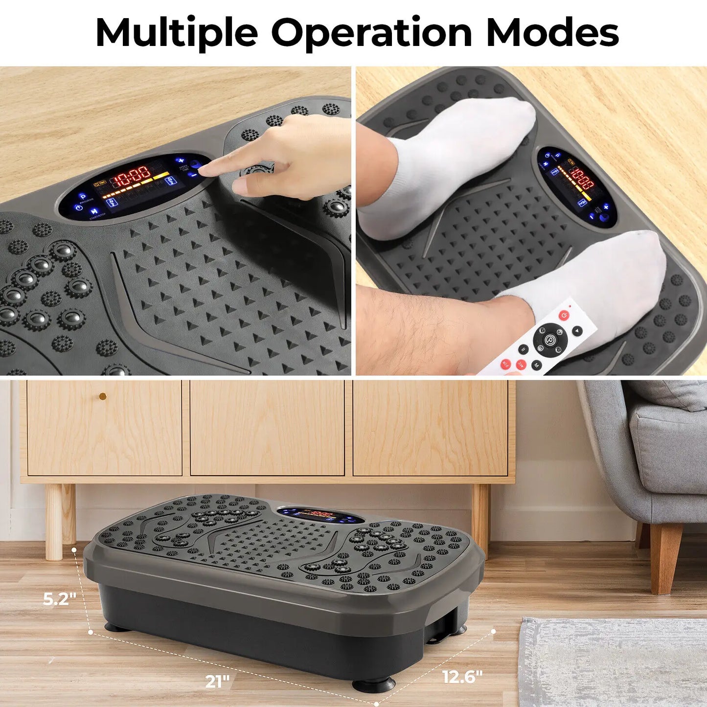 Vibration Plate Exercise Machine – Whole Body Fitness Platform with Loop Bands for Home Workout