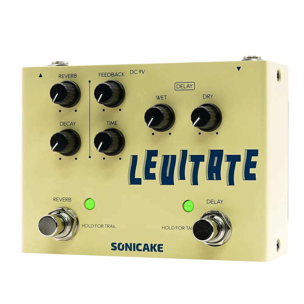 SONICAKE Levitate QDS-02 Dual Footswitch Guitar Effects Pedal – Digital Delay & Reverb Stompbox