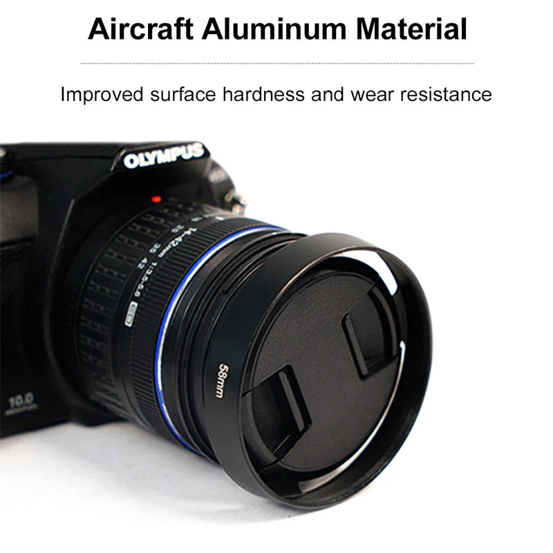 37-62mm Metal Hollow Camera Lens Hood — Compatible with Fuji Nikon Pentax Sony Olympus Canon