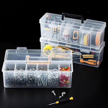 Transparent Hardware Storage Box - Multi-Compartment Organizer for Screws, Tools & Small Parts