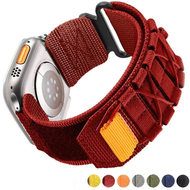 Tactical Nylon Strap for Apple Watch – Alpine Trail Loop Band for 40-49mm Series Ultra2, 11, 7-9, SE