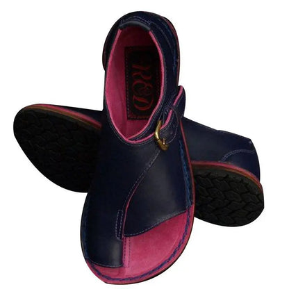 Women’s Retro Summer Sandals 2025 – PU Leather Peep Toe Flat Beach Slippers with Buckle Strap, Casual Comfort Shoes