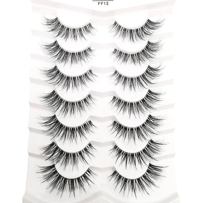 HBZGTLAD 7 Pairs Cat Eye Faux Mink Lashes – Clear Band, Wispy & Natural Full Strip Eyelashes