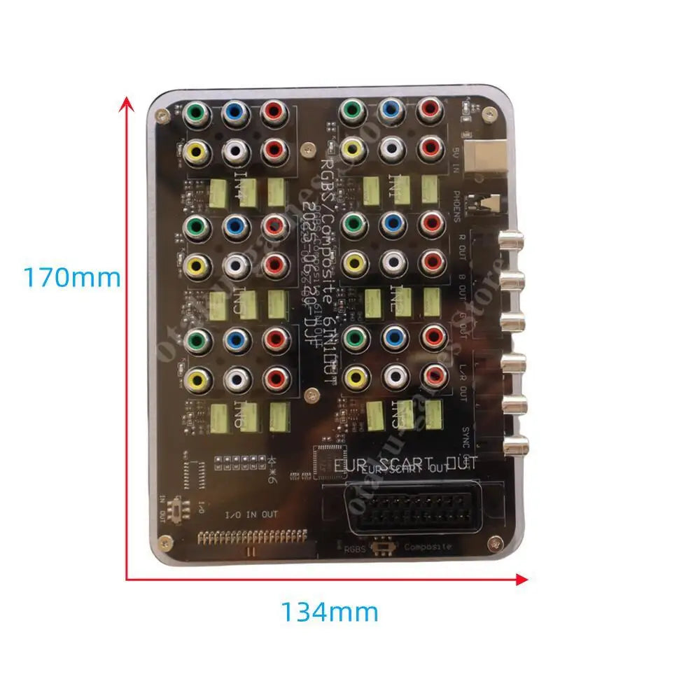 2025 6-in-1 RGBS Video Distributor Switcher – SCART Auto RGBS Converter Board for MD/PS/PS2/PS3/DC/SFC Retro Consoles