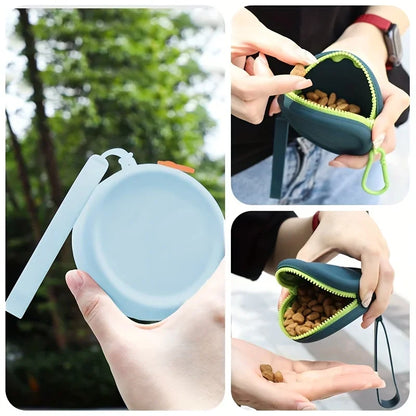 Silicone Dog Treat Training Bag - Waterproof Outdoor Snack Pouch for Pet Training & Walking