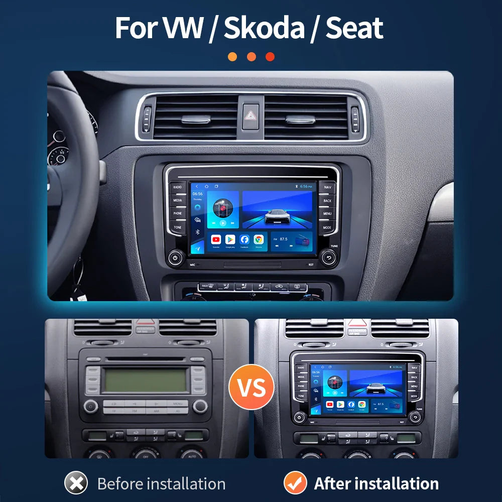 GRANDnavi Android 13 Car Radio GPS - 2Din Multimedia Player for VW, Skoda Octavia, Golf 5/6, Passat B6, Polo, Jetta