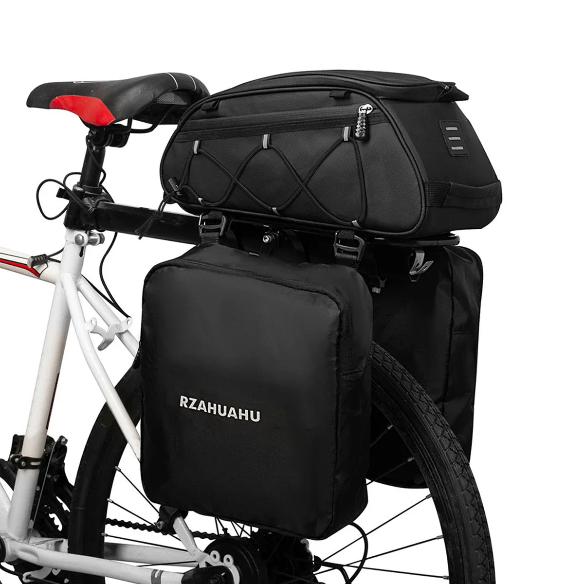 3-in-1 Waterproof Bike Rack Trunk Bag with Cooler & 2 Side Hanging Bags – Bicycle Rear Seat Cargo Luggage