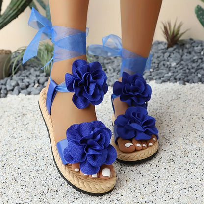 Women’s Fairy Platform Sandals - Floral Lace-Up Cute Elegant Summer Shoes
