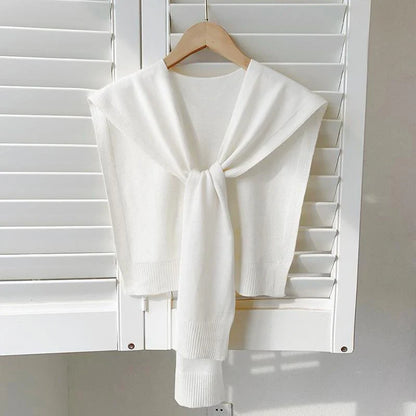 Women’s Summer Knitted Shawl – Thin Cape Scarf with Fake Collar Neck Guard