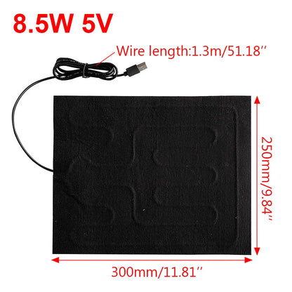 5V USB Carbon Fiber Heating Pad – Fast Electric Infrared Hand & Body Warmer for Winter