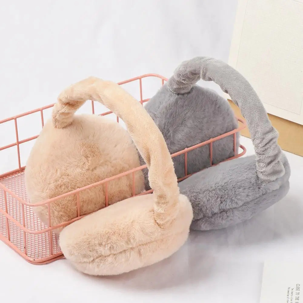 Adjustable Foldable Ear Muffs: Fashion Autumn Winter Plush Ear Warmer for Women & Men - Solid Color Earflap Earmuffs