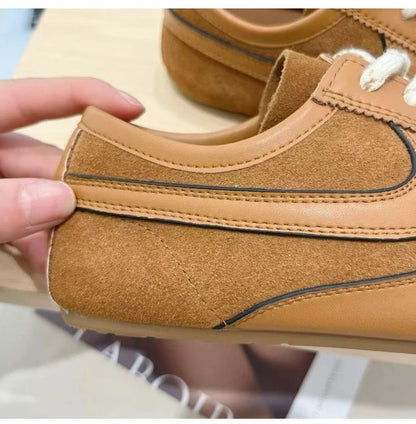 Women’s 2024 Genuine Leather Sneakers – Casual Spring Flat Training Shoes for Ladies