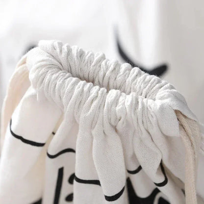 Large Cotton & Linen Laundry Bag — Drawstring Duffle Bag for Clothes & Toy Storage