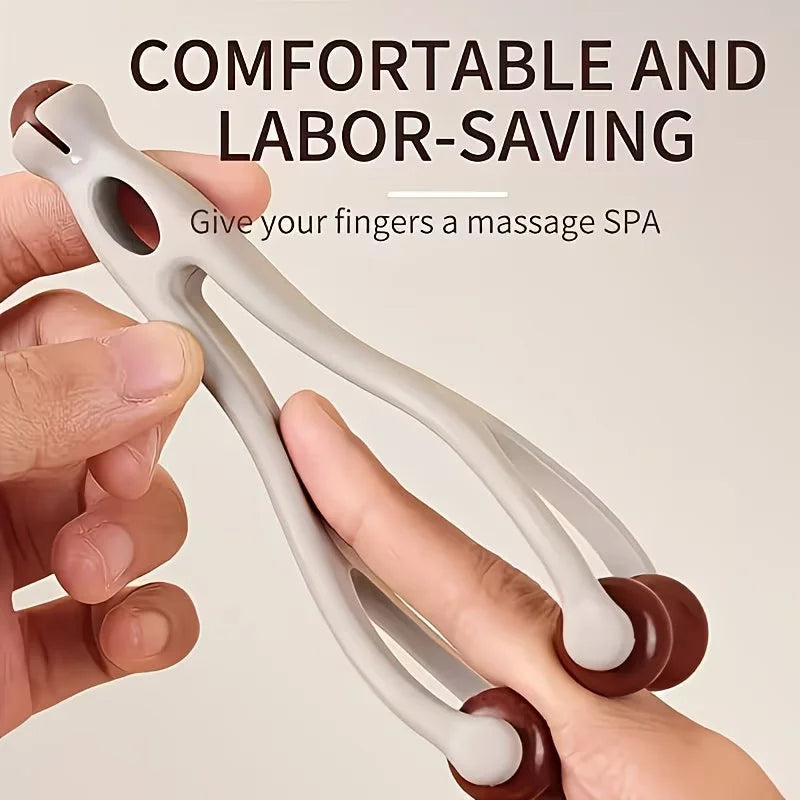 Solid Wood Finger Massage Roller Set (1/3Pcs) – 360° Acupressure Hand & Finger Massager Clip for Meridian Relief, Stress Reduction & Hand Therapy