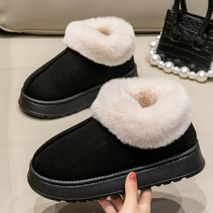 2024 Women's Fashion Snow Boots – Fluffy Plush Faux Fur Winter Slippers, Cozy Indoor Shoes for Men & Women