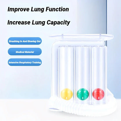 3-Ball Breathing Trainer — Lung Function & Respiratory Spirometry Exerciser for Deep Breath and Capacity Improvement