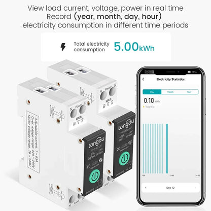 TUYA WiFi/ZigBee Smart Circuit Breaker – MCB with Over Current & Under Voltage Protection, Power Metering, 1-63A Remote Control Switch