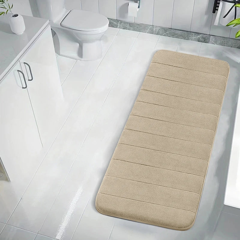 Coral Velvet Bathroom Mat - Anti-Skid Absorbent Toilet & Bathtub Floor Mat, Entrance Rug
