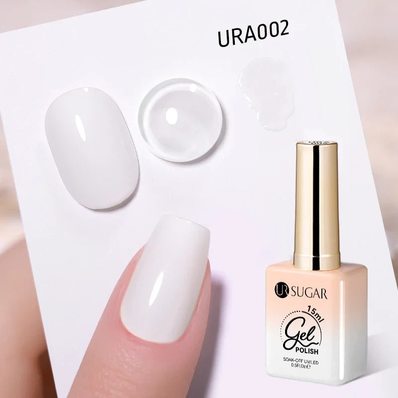 UR SUGAR 15ml Jelly Milky White Gel Polish – Translucent UV Soak Off Nail Art Varnish Semi-Permanent Fashion Nail Color