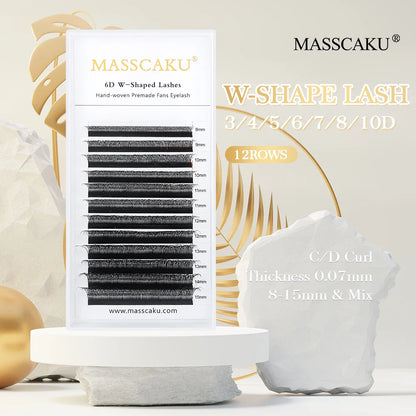 MASSCAKU W-Shaped Eyelash Extensions – 3D to 10D Natural Soft Lightweight Fans