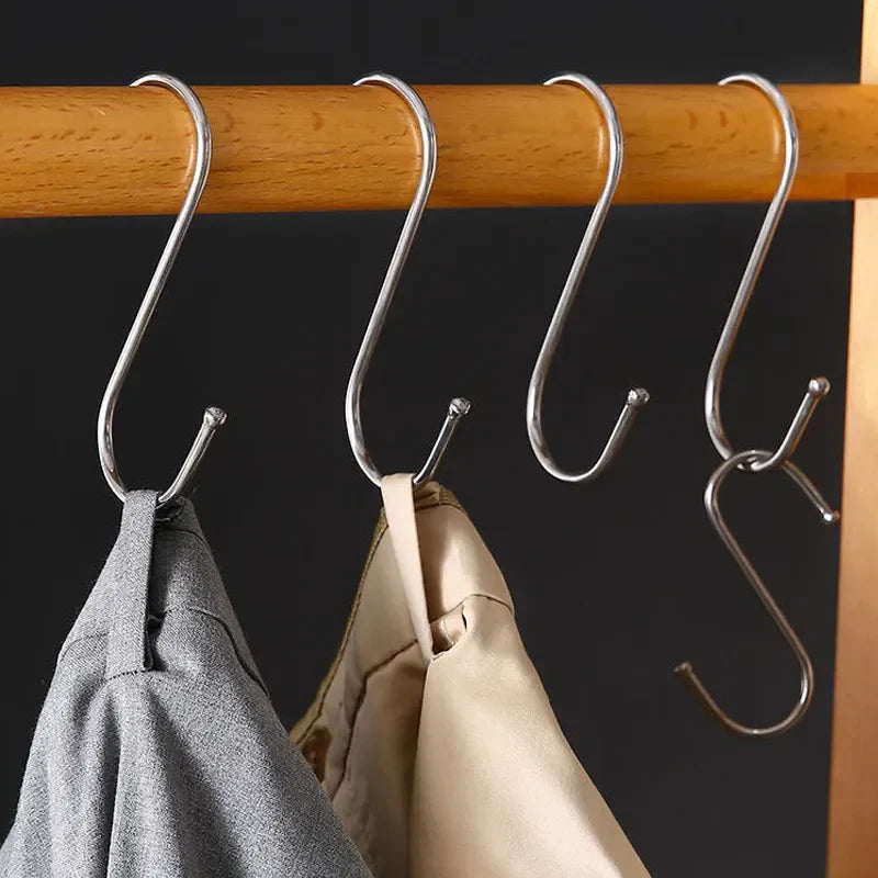 Stainless Steel Sharp Tip S Hooks – Hanging Utensil, Meat, and Clothes Hangers for Kitchen & Butcher Shop