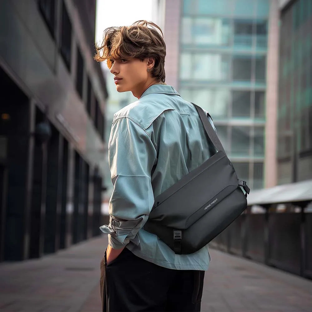 Water-Repellent Men’s Messenger Bag – Casual Crossbody Shoulder Bag Fits 11” iPad for Outdoor Cycling & Daily Use