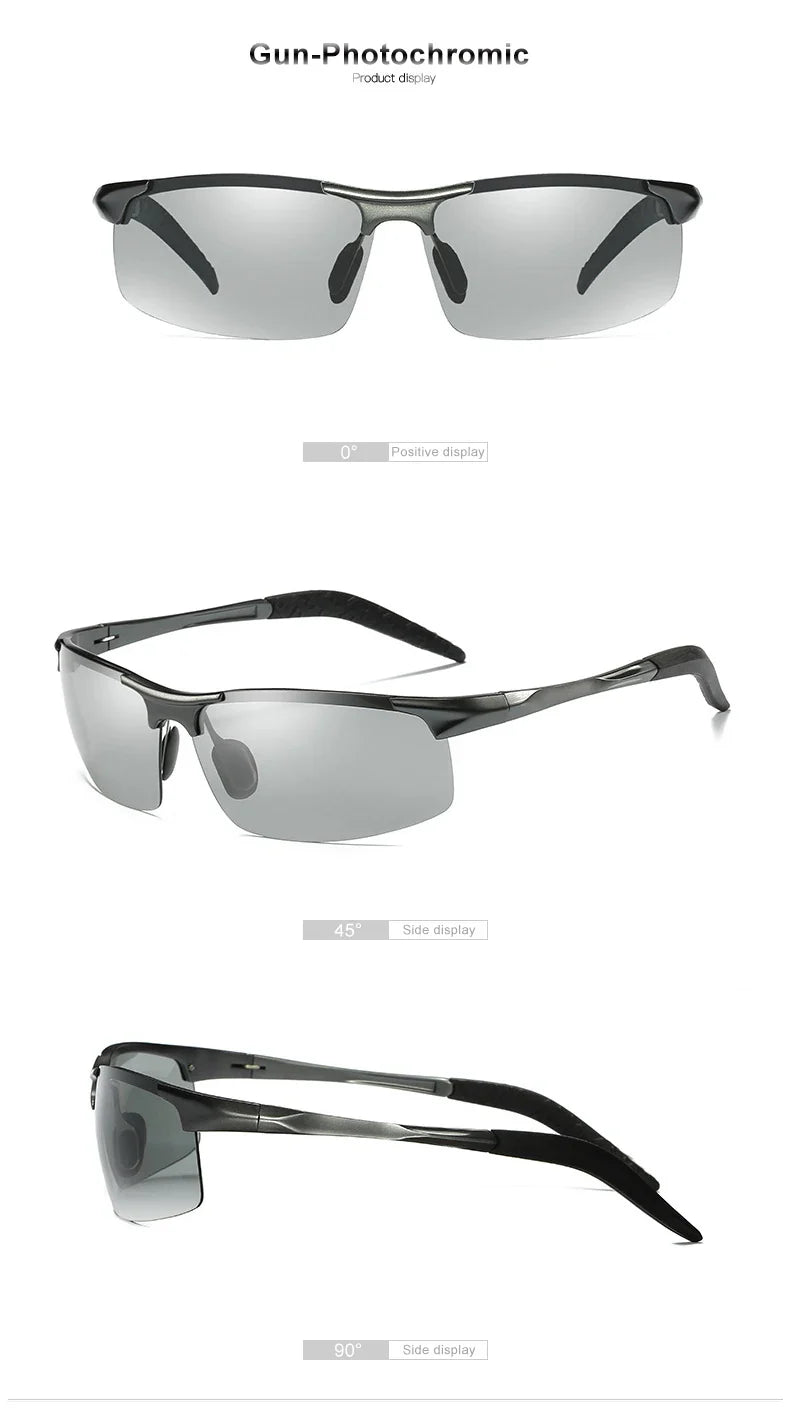CLLOIO Aluminum Photochromic Sunglasses – Polarized Day & Night Chameleon Glasses for Men, Anti-Glare, UV Protection, Color Changing Sun Glasses