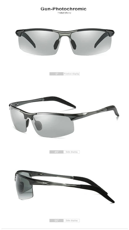 CLLOIO Aluminum Photochromic Sunglasses – Polarized Day & Night Chameleon Glasses for Men, Anti-Glare, UV Protection, Color Changing Sun Glasses