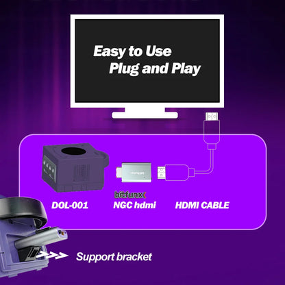 Bitfunx GC Video HDMI Adapter – Digital AV to HDMI Converter for Nintendo GameCube NGC DOL-001 Console