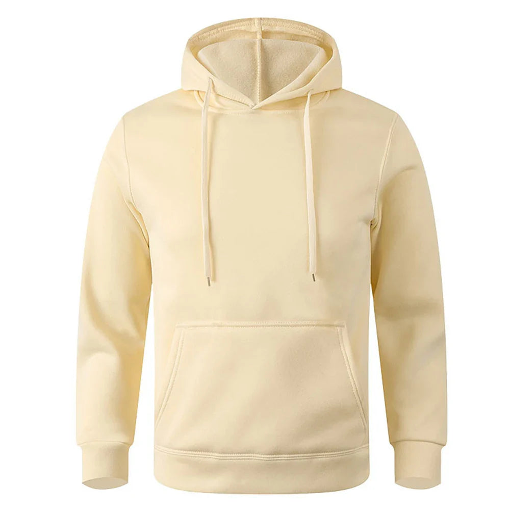 Unisex Warm Sweatshirt — Casual Solid Color Streetwear Pullover with Pocket, Sport & Fitness Hoodie in Multiple Colors
