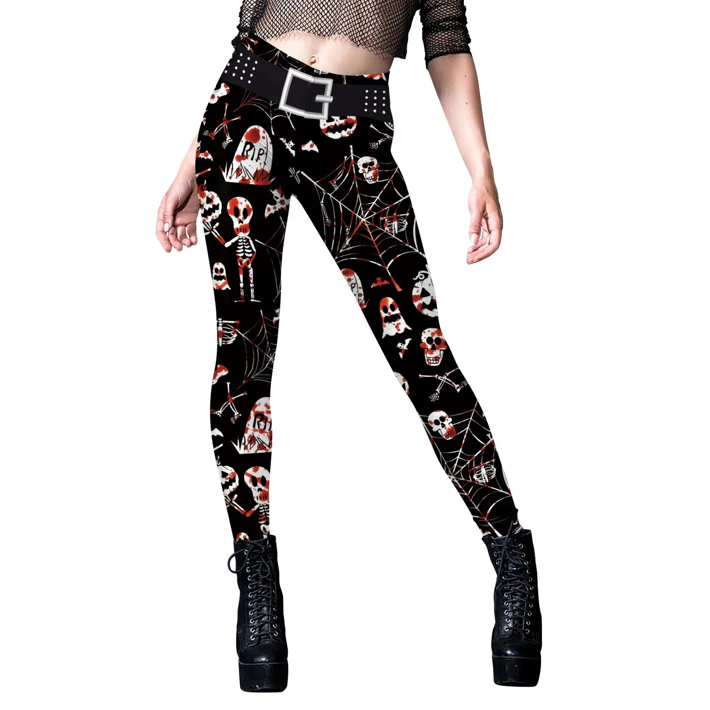 Women’s Christmas Leggings - Mid-Waist Skinny Digital Print Pants for Fitness, Running & Yoga