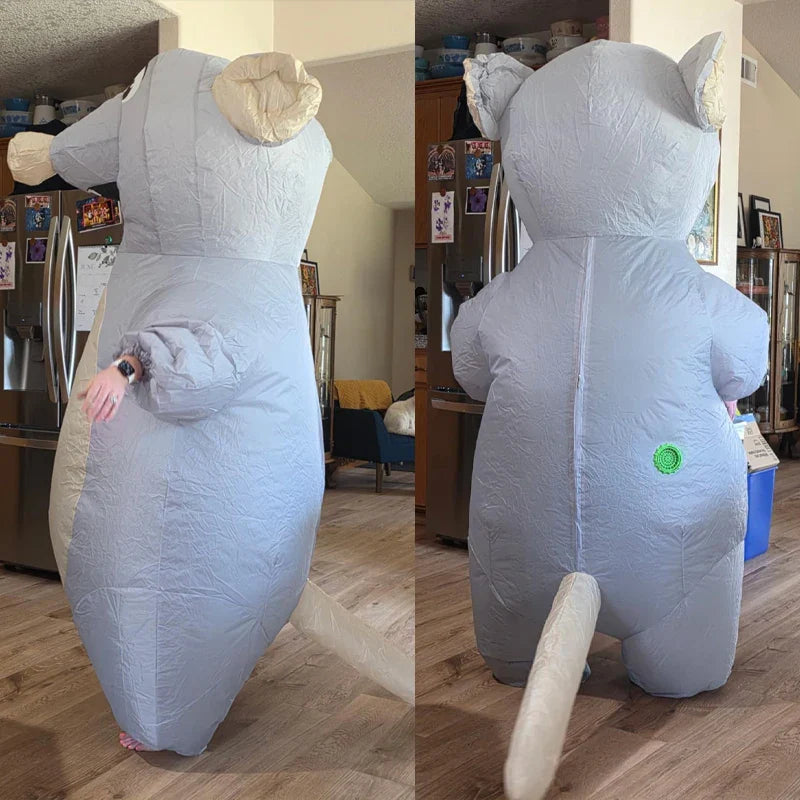 Adult Big Gray Rat Inflatable Costume – Mouse Cosplay Suit for Halloween & Party, Novel Animal Inflatable Prop