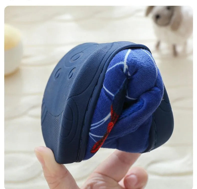 Cartoon Spider-Man Cotton Slippers – Warm Autumn & Winter Indoor Shoes for Kids, Boys’ Fashion Footwear