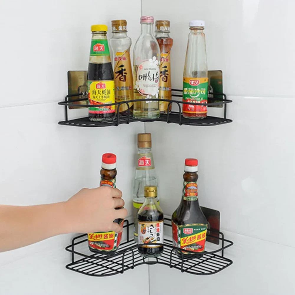 Non-Perforated Triangle Bathroom Shelf - Wall Mounted Storage for Toilet, Washbasin, and Bathroom Supplies