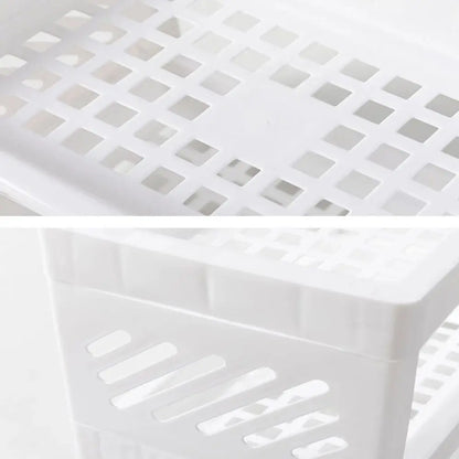 PP Desktop Double Layer Storage Rack – White Rectangular Organizer for Student Desk, Office, Cosmetics & Stationery