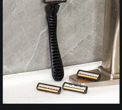 Men’s 3-Layer Reusable Safety Razor – Brand New Design with Imported Blades & Multi-Tool Replaceable Head