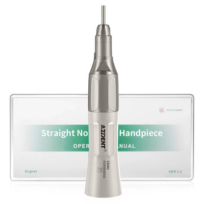 AZDENT Dental Low Speed Handpiece 1:1 Contra Angle – Push Button for ø2.35mm CA Burs, 2/4 Holes, Air Motor