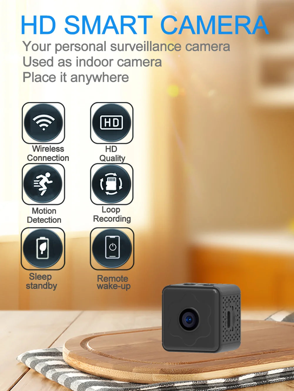 Mini Wireless Camera – WiFi Remote Monitor, Tiny Home IP Camera with Super-Long Battery Life