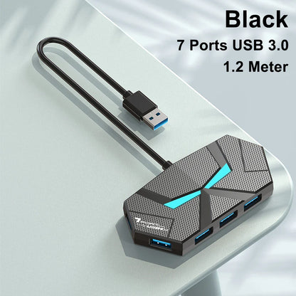 7-Port USB 3.0 Hub Type-C Docking Station — High-Speed 5Gbps Adapter for Laptop, Hard Drive, Mouse & Keyboard