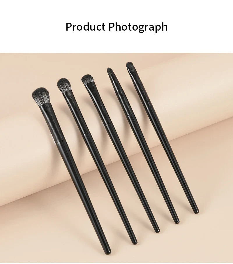 Natural Eye Makeup Brushes Set - Eyeshadow, Eyebrow, Contour, and Eyeliner Brushes for Women, Blending & Detail Tools