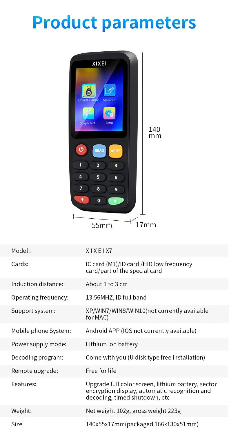 New RFID Smart Card Reader X7 – 125kHz Badge Copier & 13.56MHz NFC Decoder, Duplicator for IC/ID Chip, Ntag213/215 Key Writer