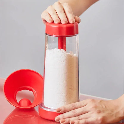 Rotating Flour Sieve Cup: Hand-Held Semi-Automatic Mixer for Household Baking - Plastic Kitchen Gadget