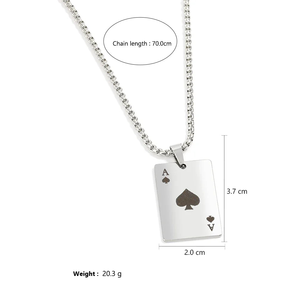 Ace of Spades Playing Card Necklace – Trendy Pendant Chain for Men & Women