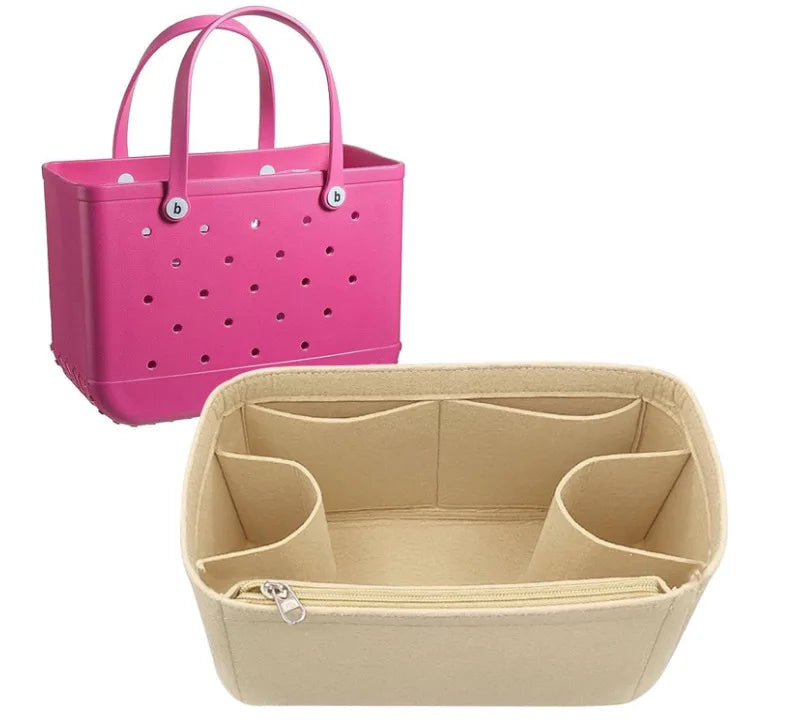 Felt Bag Organizer Insert for Bogg Bag – Large Multi-Pocket Inner Divider & Tote Shaper for Rubber Beach & Travel Bags