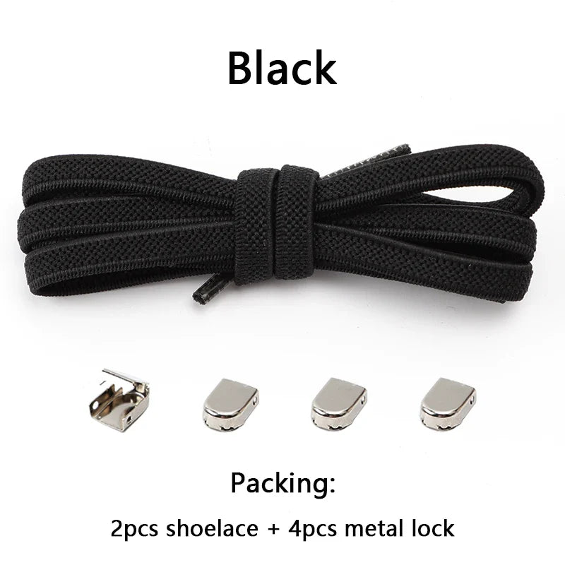 No-Tie Elastic Shoelaces – One Size Fits All Sneakers for Adults & Kids, Flat Tieless Shoestrings