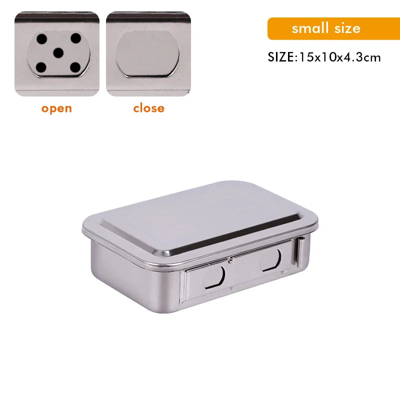Stainless Steel Dental Disinfection Box – Surgical Sterilization Tray with Holes Medical Steriliser Container for Dentistry Accessories