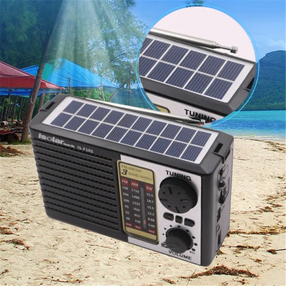Mini Portable Solar Emergency Radio – AM/FM/SW Wireless Bluetooth 5.0 Speaker with LED Flashlight, MP3 Player & Multi-Function Outdoor Receiver