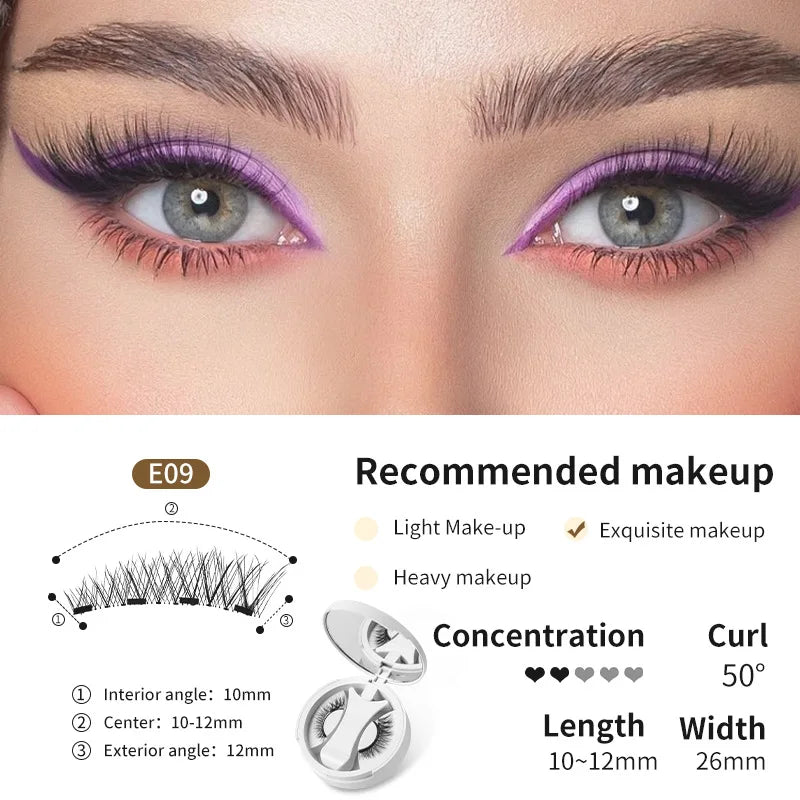 Brown Magnetic False Eyelashes – Natural, Lightweight Eye Makeup Set with Applicator & Carry Box