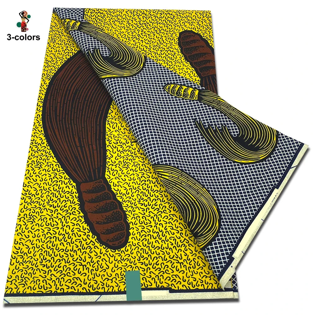 African Real Wax Print Fabric - 100% Cotton Soft Ankara Pagne Material for Dresses
