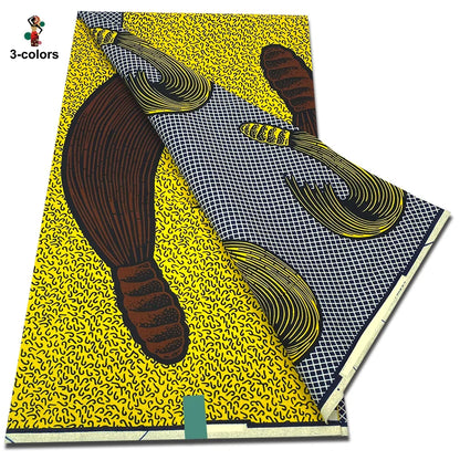 African Real Wax Print Fabric - 100% Cotton Soft Ankara Pagne Material for Dresses